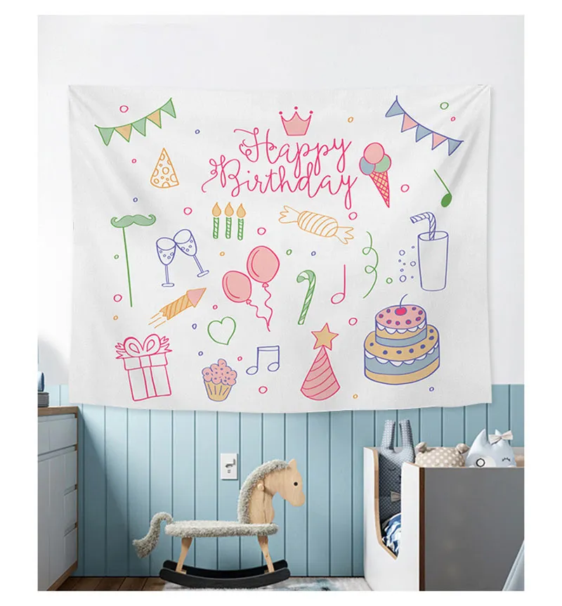 Urodziny tła tkanina wisząca tkanina na imprezę dla dzieci w salonie dekoracyjne gobeliny