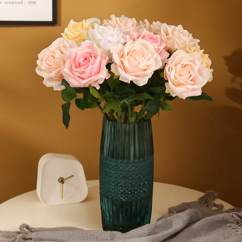 10 pièces humide toucher réel Rose fleur Latex Rose décor mariage Bouquet fleurs artificielles fête événement décor à la maison photographie accessoires
