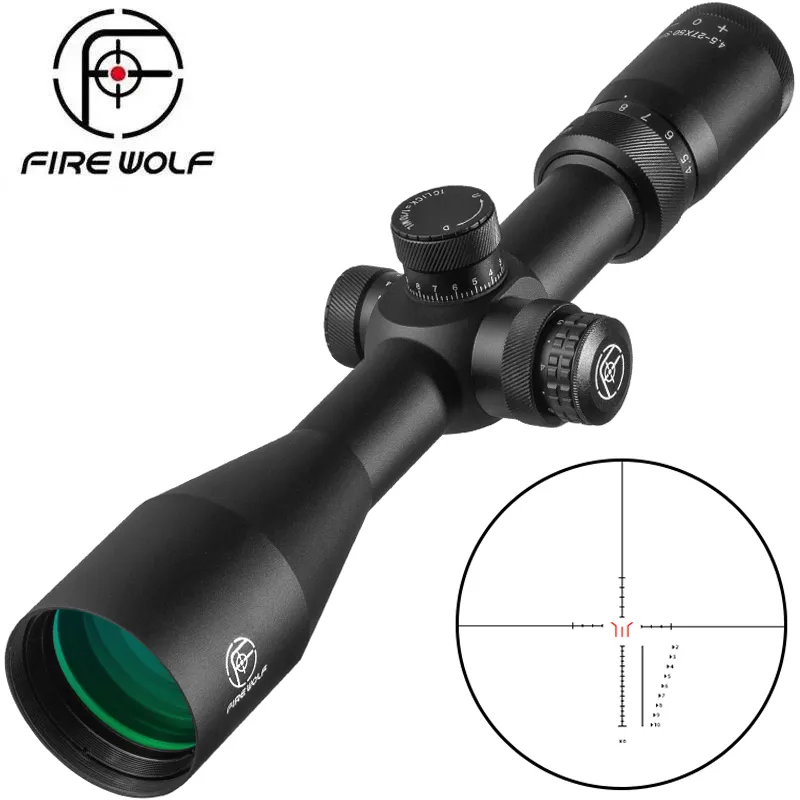 Fire Wolf 4.5-27x50 소총 시신경 전술 범위가 궁전 사냥을위한 완전 다 녹색 코팅 광학.