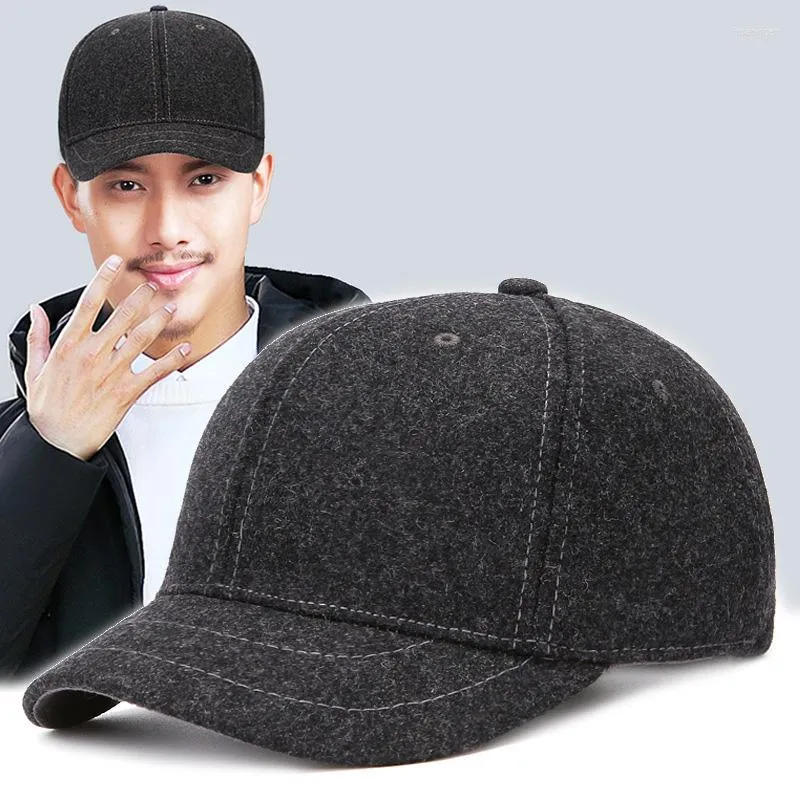 Bonés de bola 5 cm aba curta boné de beisebol masculino de lã inverno retrô quente rígido top 6 painéis snapback para homens casuais chapéus de pai de osso ajustáveis