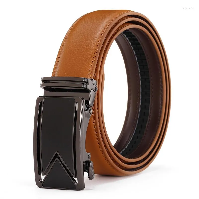 أحزمة Lannyqveen Design Men Men's Automatic Belt Belt Leather Alloy Bochle Business for Men