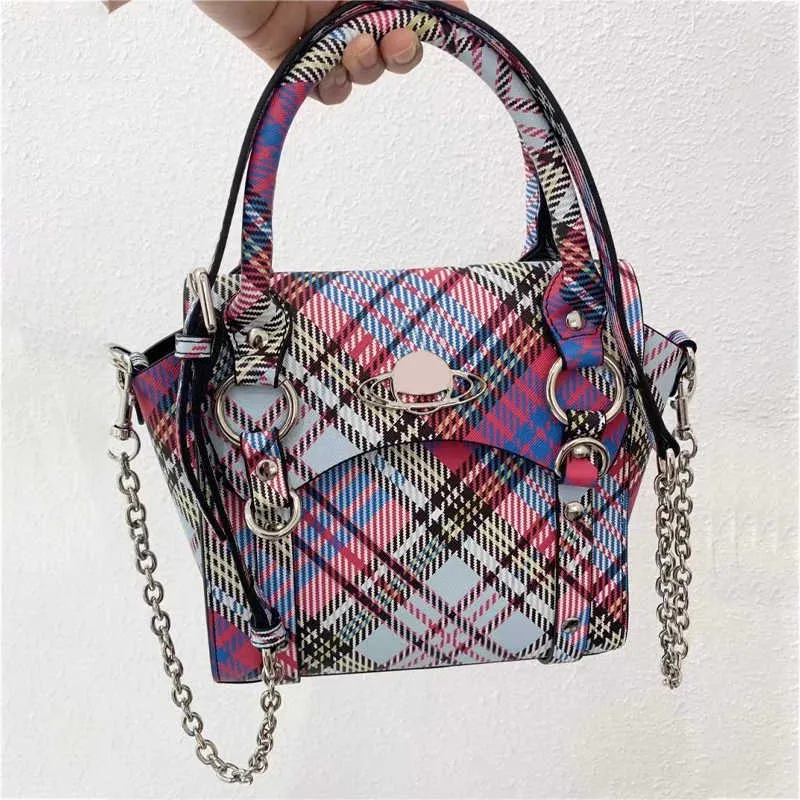 Empress Dowager Plaid designer Bag Sac à main de luxe pour femmes sacs à bandoulière en chaîne Colorful Plaid Chain Shoulder Crossbody Messenger Bag 230615