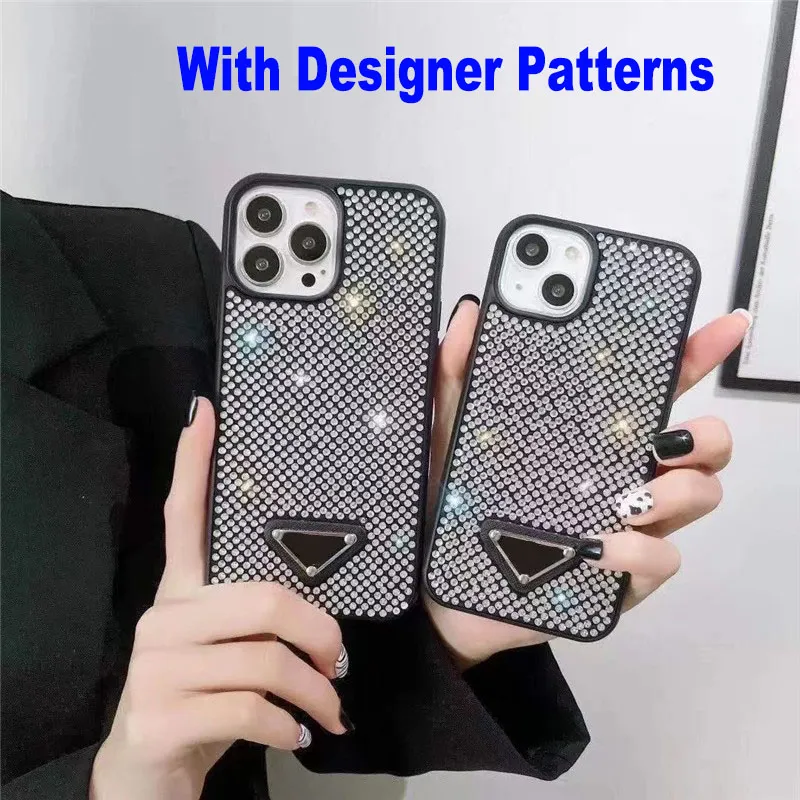 Luksusowy projektant Diamond Glitter Połączenia telefoniczne na iPhone 15 Pro Max 14Plus 13 Promaks 12 11 XR Fashion P Designers Rhinestone klejnot Bling Sparling Telefon Cover