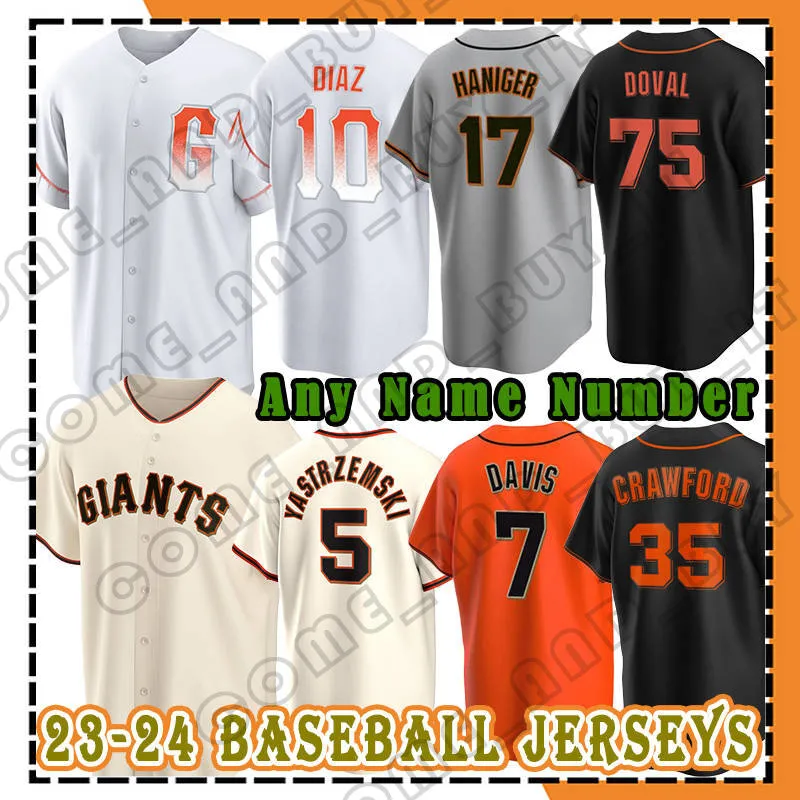 5 Mike Yastrzemski San Francisco Baseball Jersey 35 Brandon Crawford 7 Davis 17 Mitch Haniger Giants Thairo Estrada Camilo Doval Logan Webb Taylor Rogers Conforto