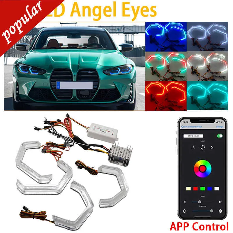 NY CAR LED Angel Eyes Signal RGB App Control DRL DAYTIME LIGHT FÖR BMW F10 F30 F34 M4 E60 E61 E90 E91 E46 F80 320I F31 Auto Styling