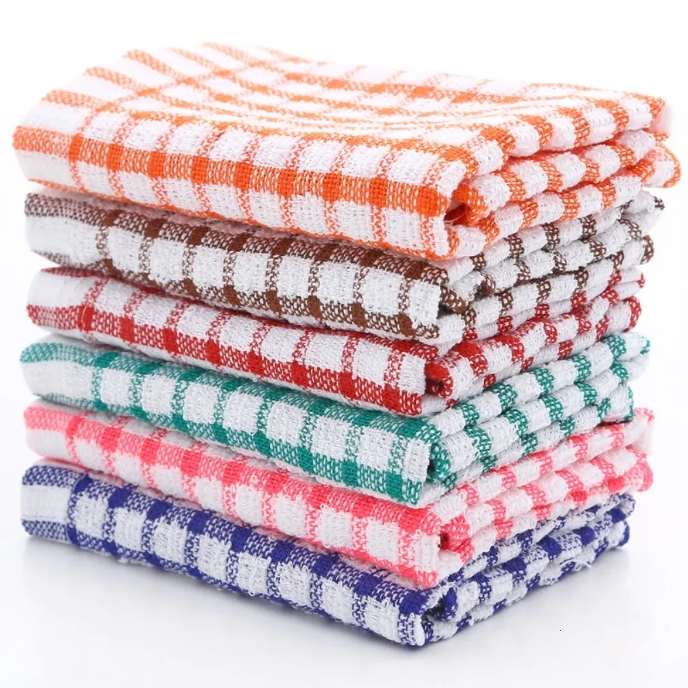 Steam Cleaners Mops Accessories 6PCS Cotton Kitchen Tea Towels Absorbent Lint Free Catering Restaurant Cloth Dish Cleaning Towel szfas 230613