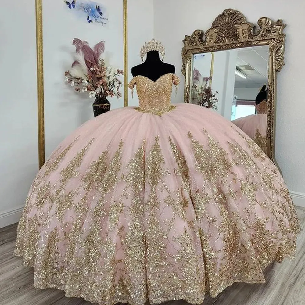 Rose Pink Princess Puffy Quinceanera Dress Velvet Appliqu Tassel Off  Shoulder Lace-Up Corset Sweep Train from Dhgate Quinceanera Dresses - price  364.46