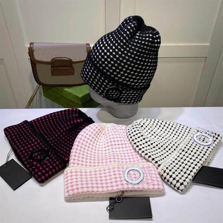 Sticked hatt beanie cap kupol designer skalle kepsar elegant brev för man kvinnliga hattar varm bekväm 4 färg8693370266o