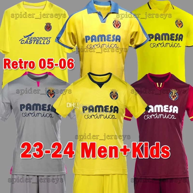 2023 2024 Villarreal CF Riquelme #8 축구 유니폼 23 24 100 주년 기념 구일 프랑코 #99 Pau Retro 2005 GERARD PACO ALCACER CAMISETA DIA YEREMI 어린이 축구 셔츠