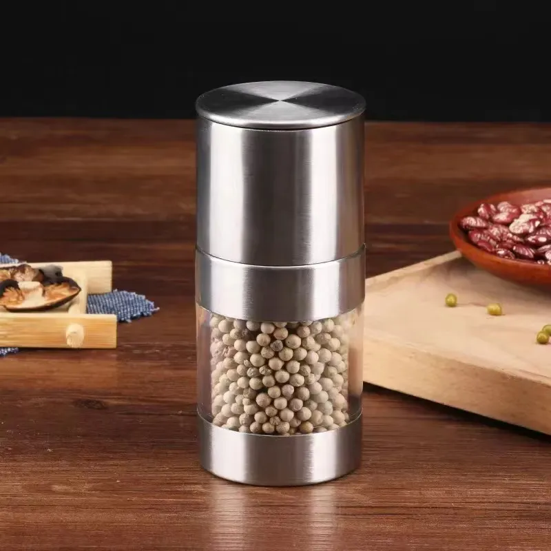 Manual Pepper Mill Salt Shakers One-handed Pepper Grinder Stainless Steel Spice Sauce Grinders Stick Kitchen Tools 453QHH