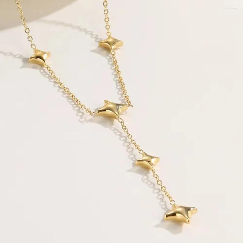 Chains Fashion Star Mount Beaded Pendant Necklace Girl Ladies Romantic Gold-Plated Titanium Steel Clavicle Chain Jewelry Gift