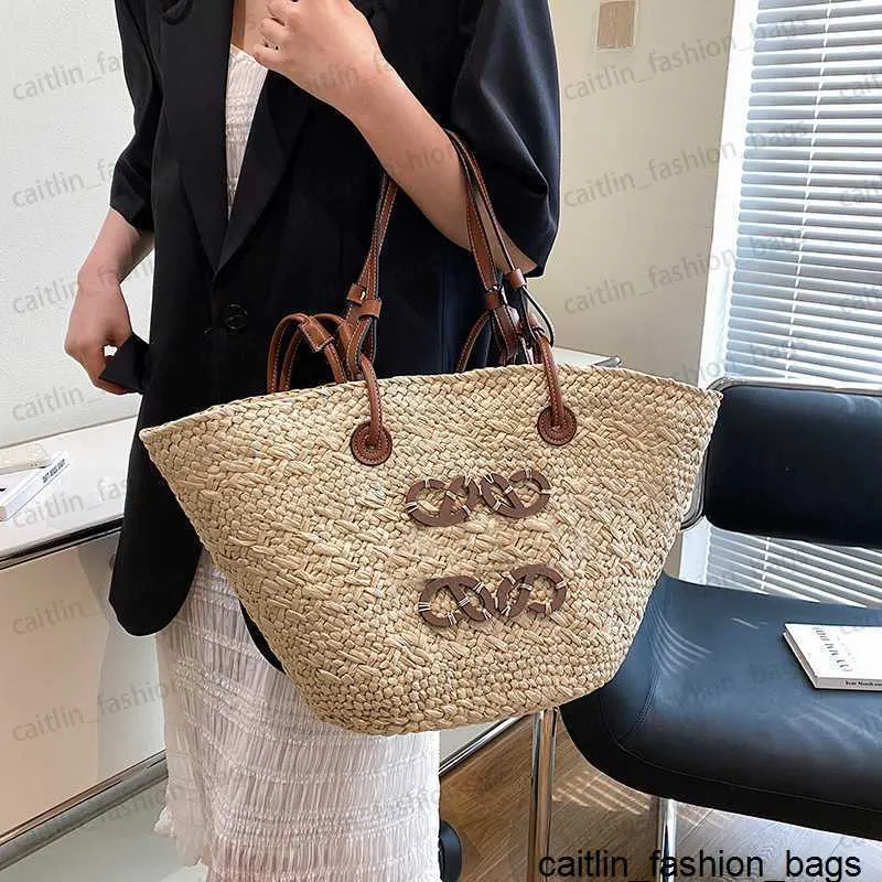 Designer tas strozak zomer geweven handtas handtas met grote capaciteit damesmode gewoon breien haak borduurwerk open casual tote handtas
