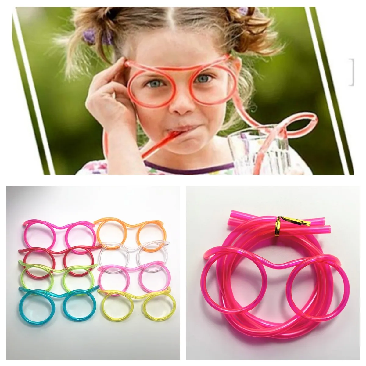 Pailles de boisson amusantes pailles de lunettes créatives pour enfants cadeaux d'anniversaire cadeaux de fête d'enfants accessoires de jeu de fête de mariage bricolage