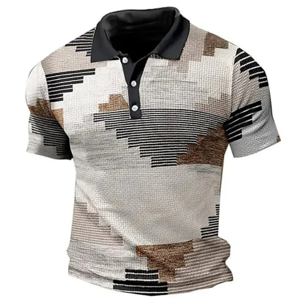 Polos Masculinos Camisa Pólo Xadrez Negócios Manga Curta T-shirt Malha Respirável Lapela Tops Camisetas Verão T Para Roupas Masculinas 230614