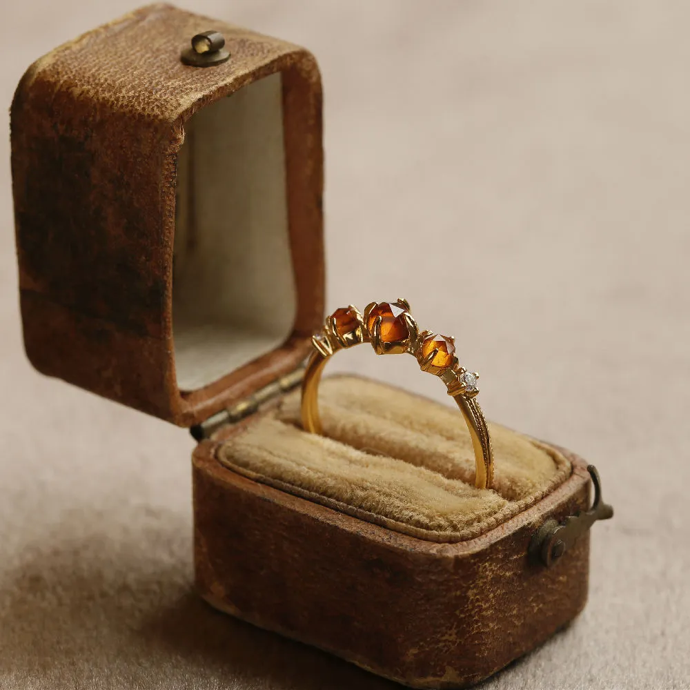 Anillos de Color naranja para mujer, anillo de dedo dorado de acero inoxidable para mujer, anillo de boda para pareja, regalo de joyería estética Vintage