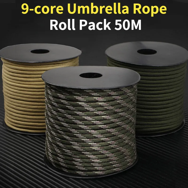 Klimtouwen 50M Roll Pack 4 MM 9Cores Paracord voor Survival Parachute Cord Lanyard Camping Touw 230614