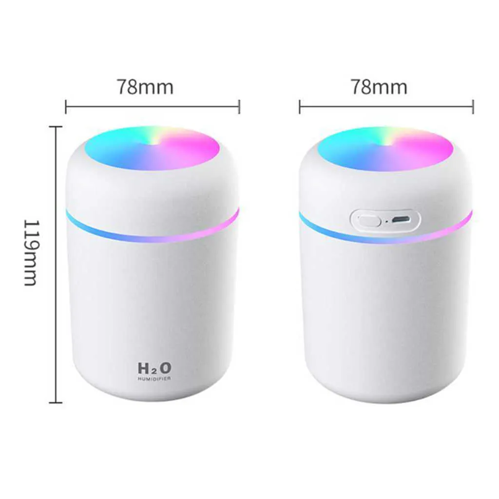 Humidifiers 300ml Air Humidifier USB Cool Mist Ultrasonic Aroma Essential Diffuser Romantic Soft Light Mini