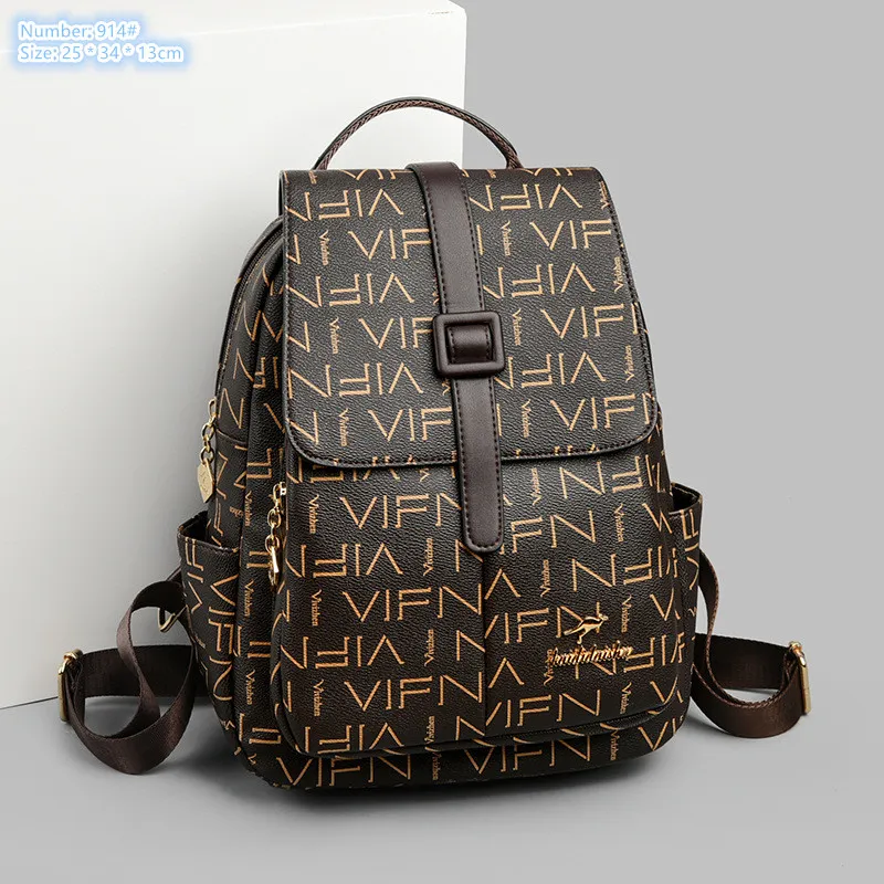 Fábrica atacado senhoras bolsa de ombro 5 cores esportes ao ar livre viagens lazer mochila de couro elegante atmosfera impressa bolsa flip cinto moda mochilas 914 #