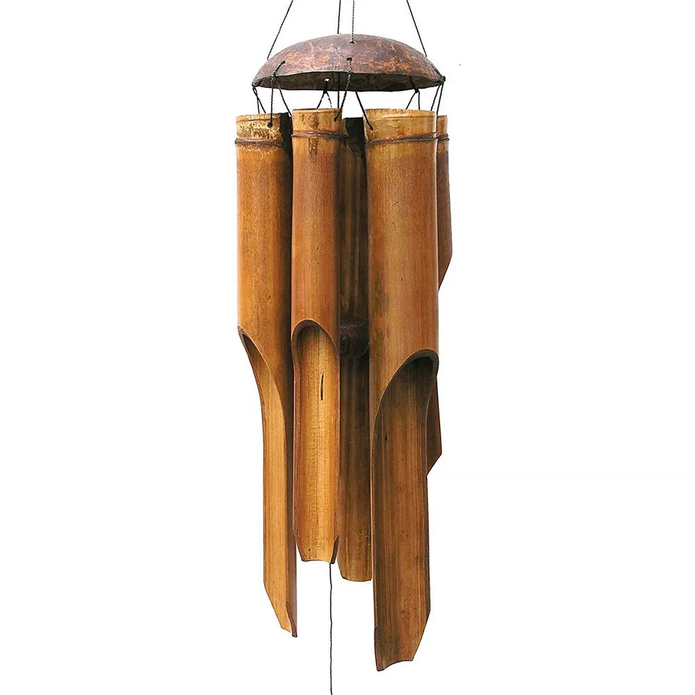 Decorações de jardim Bambu Wind Chimes Big Bell Tube Coconut Wood Wood Handmade