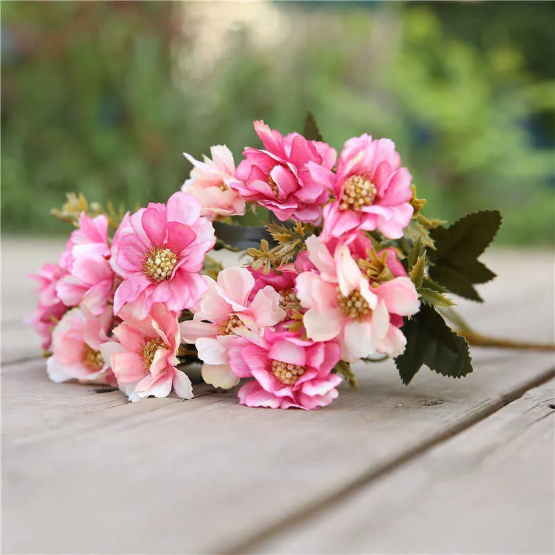 Torkade blommor varm försäljning bukett pion falskt blommor siden bröllop hem dekoration ros