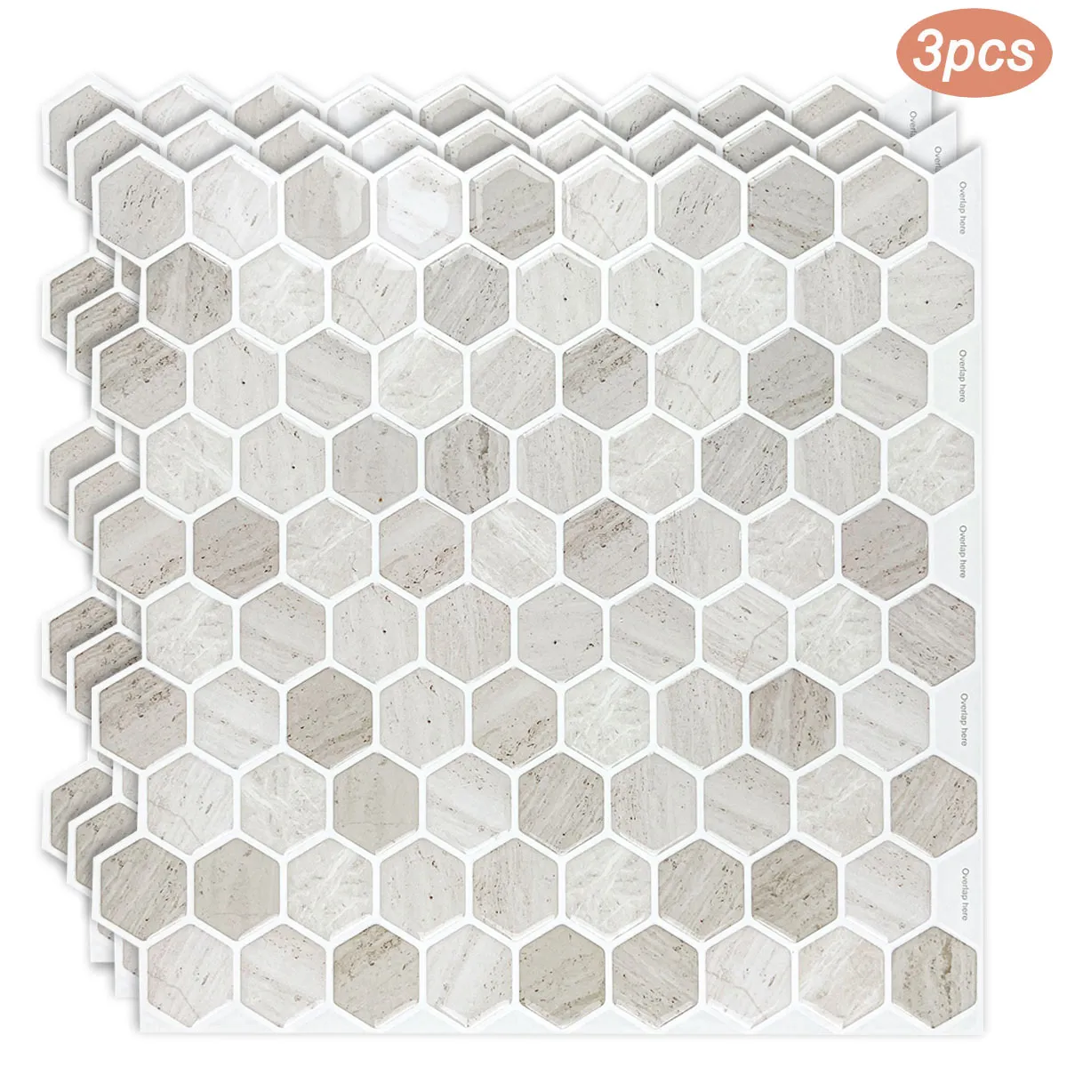 Hexagonal Peel and Stick Wallpaper Backspalsh Tile Sticker Vinyl Tiles for Kitchen Wall Decor Waterproof Bathroom Wall Stickers