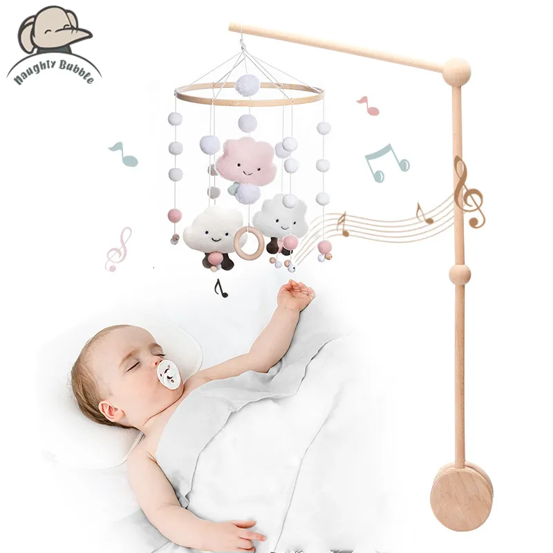 Rammelaars Mobiles 1 Set Cartoon Houten Bed Bells voor Kinderen Montage Beugel geboren Baby Speelgoed Baby Crib Mobiele Bel Accessoires 230615