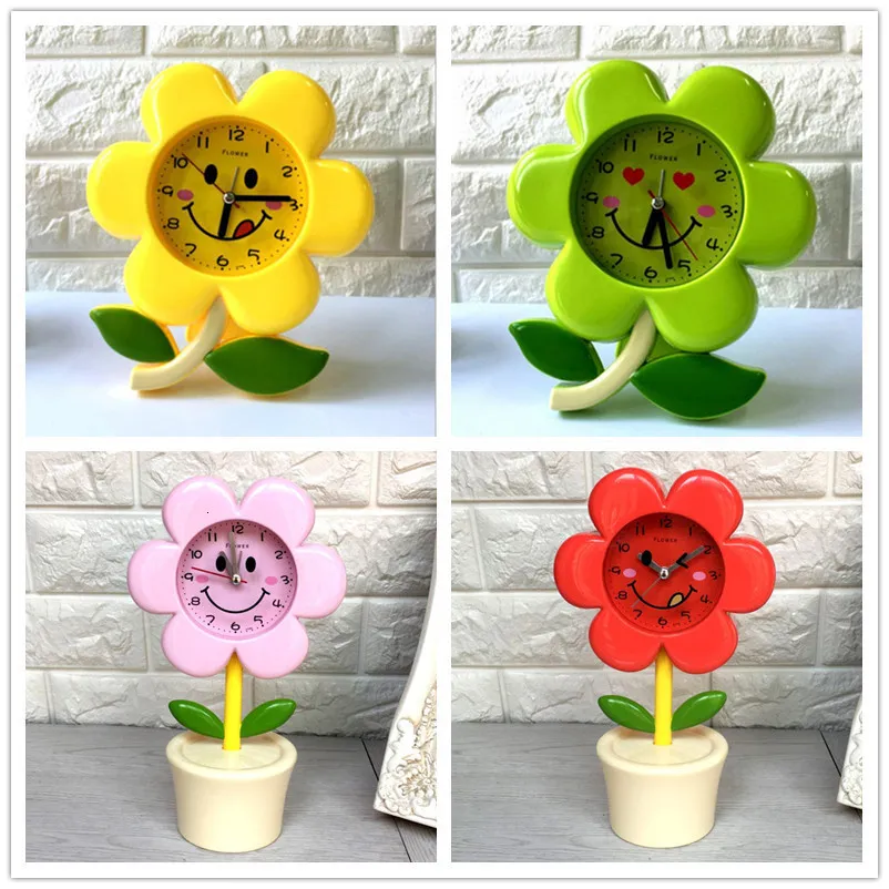 Orologi da tavolo da scrivania Cartoon Girasole Regali per ragazze Sveglia muta con luce notturna Sveglia multipla Home Decor Orologi Sveglia sveglia per studente 230615