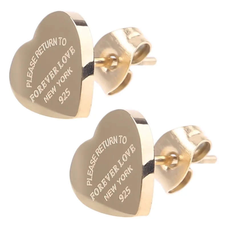 Boucles d'oreilles de mode Lettre Bijoux Stud Taille mignonne Designer de luxe Femmes Mode Stud En acier inoxydable Cadeaux d'amant Boucles d'oreilles de fiançailles polies en gros