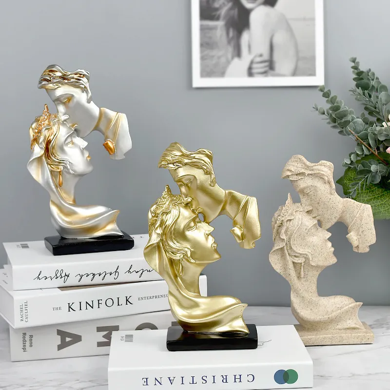 Декоративные предметы статуэтки скандинавская абстрактная пара поцелуя скульптура. Фигуральная смоля Creative One Kiss Deep Lovers Statea