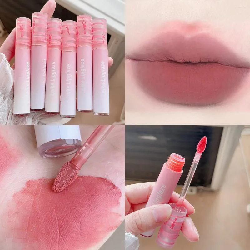 لامع الشفاه 1pc Glaze Pink Te Liquid Lipstick مقاومة للماء طويلة الأمد في المخملية العارية الحمر