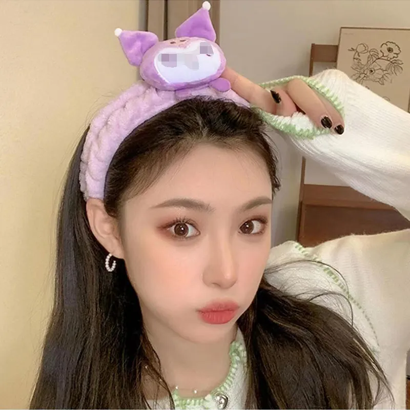 Lovely Fashion Wide Solid Cartoon Washing Face Hair Bands Elastic Stretch Turban Fluffy Plush Women Girl Hairdressing Accessories Tools Headbands YL0431