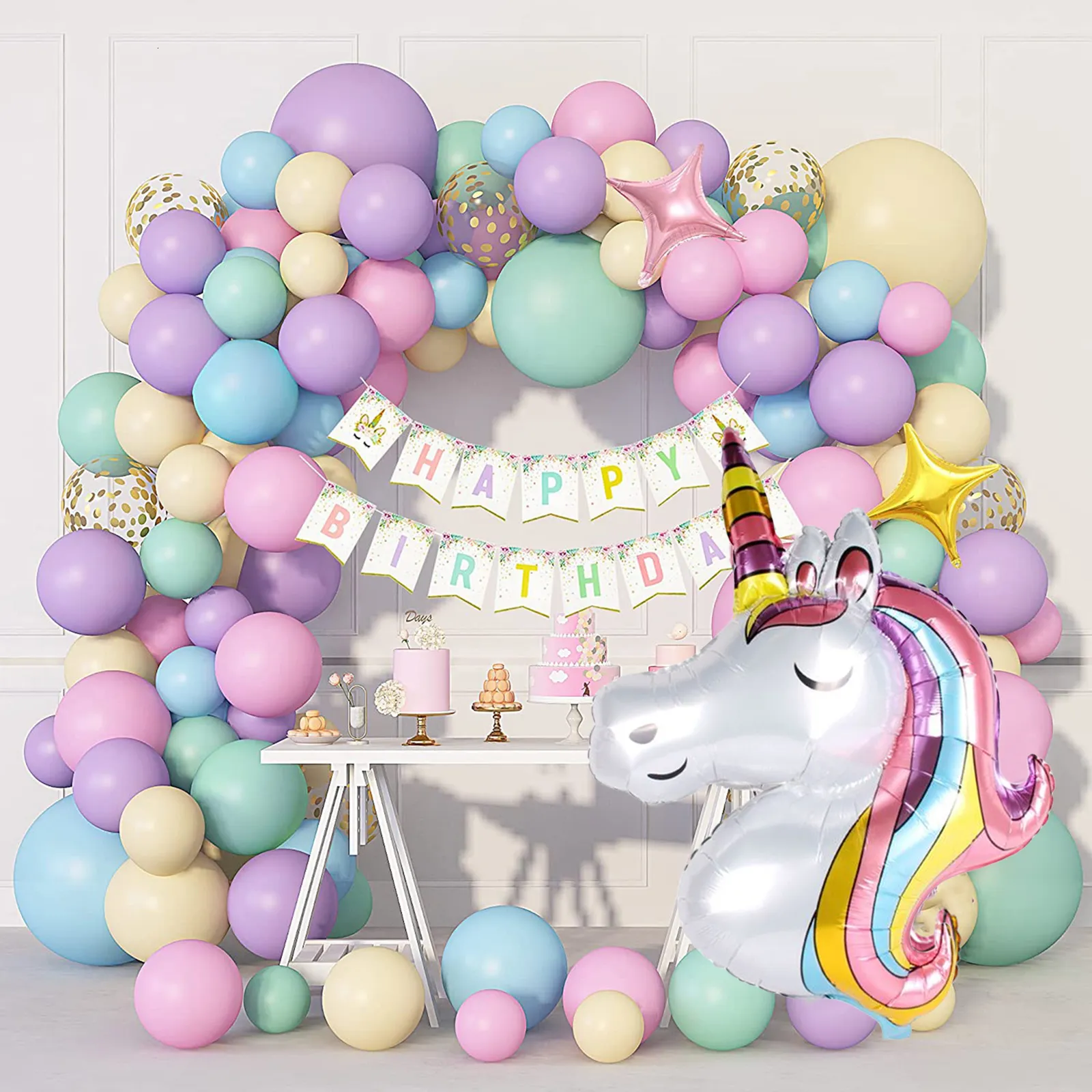 Ballon licorne magique pour une jolie déco d'anniversaire sur ce thème