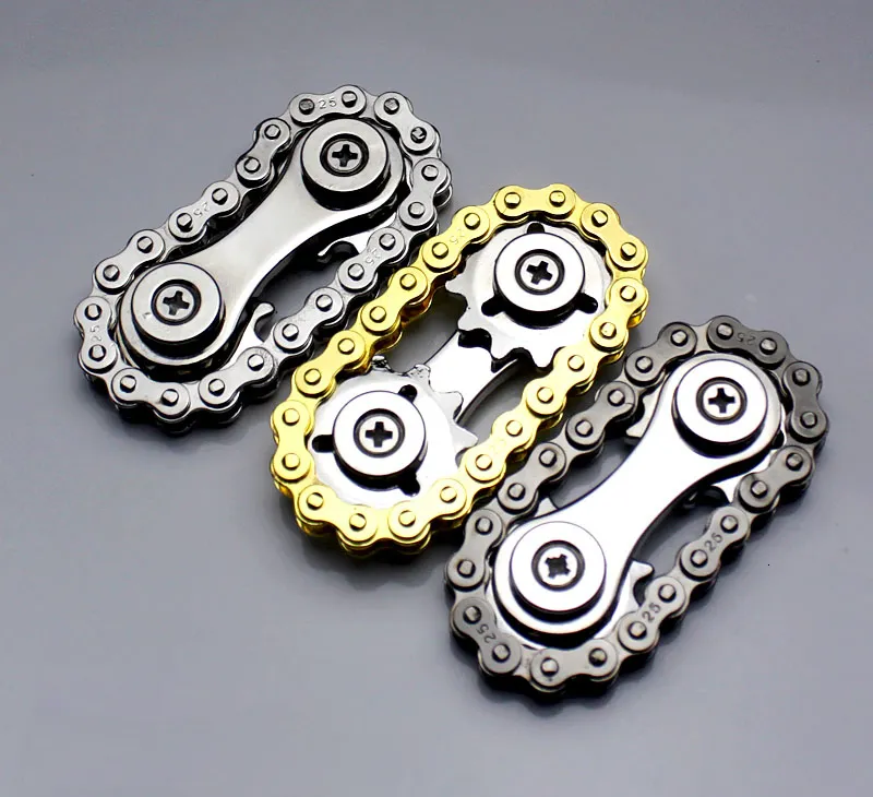 Tol Tandwielen Vliegwiel Vingertop Gyro Fidget Spinner Antistress Angst Metalen Fietskettingen EDC Spinner Fidget Speelgoed Voor Volwassen Kinderen 230614