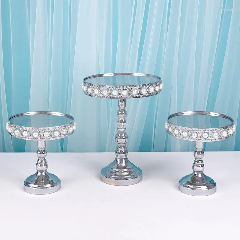 Bakeware Tools 3-5pcs Afternoon Tea Holder Cake Stand Round Dessert Tray With Peral Table Decoration Makeup Jewelry Ring Storage