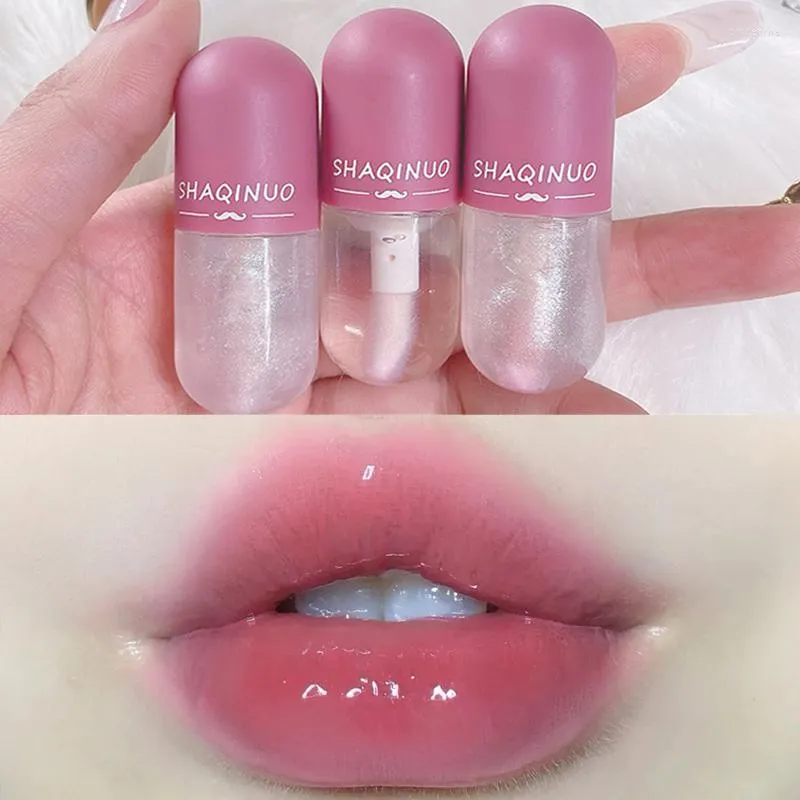 Brillant à lèvres Mini changement de couleur gelée de cristal glaçure huile de verre transparente hydratant paillettes rouge à lèvres cosmétique