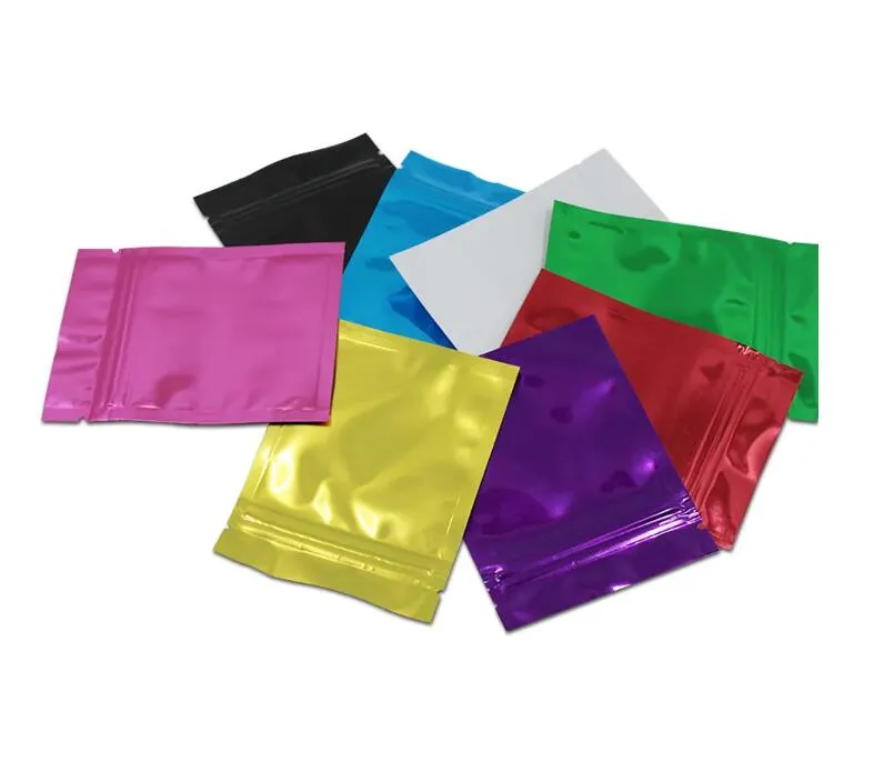 100PCS 14x20cm 9 Colors Aluminum Foil Food Storage Bags Mylar Foil Resealable Coffee Tea Powder Packaging Pouch Mylar Bags