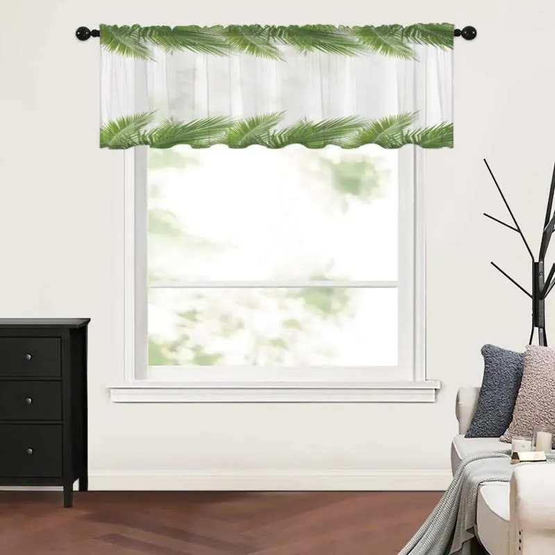 Tenda Foglie verdi tropicali Tende trasparenti corte per soggiorno Camera da letto Cucina Tulle Trattamenti per finestre