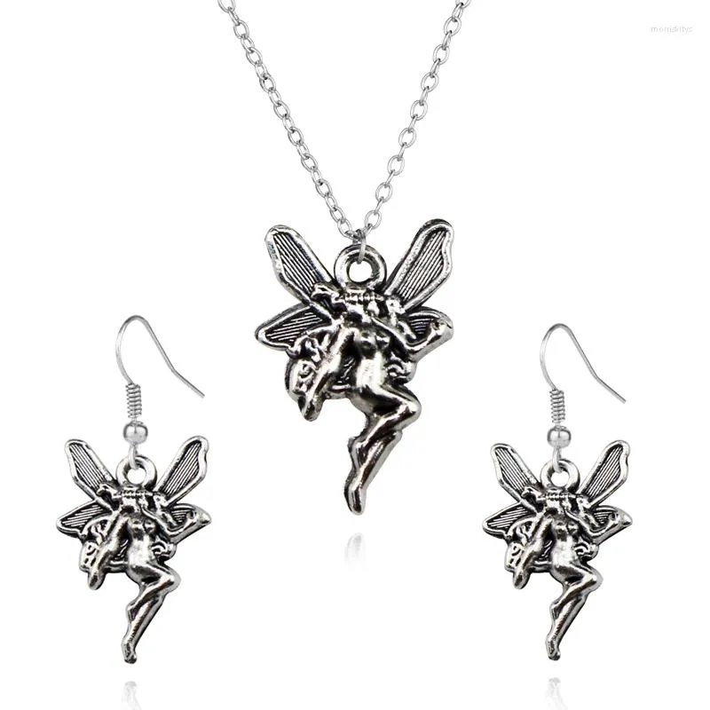 Kettingen Vintage Angel Fairy Hanger Ketting Voor Vrouwen Oude Zilveren Kleur Mode Punk Dier Choker Ketting Meisje Kids Sieraden Gift