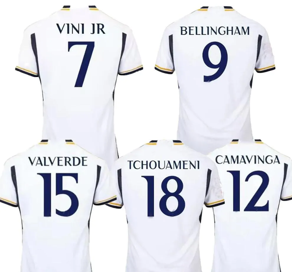 5 Bellingham 7 VINI JR. 23-24 Maglie da calcio di qualità tailandese 9 Benzema 8 Kroos 22 ISCO Nacho 6 Maglie sportive personalizzate kingcaps Sconto economici Vini Jr. Brahim Design Your Own