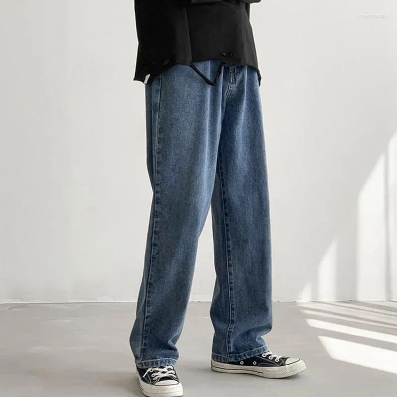 جينز الرجال ياسوك ياسوك ربيع الخريف Allseason صلبة غير رسمية للرجال الخصر بارد الأولاد فضفاضة سراويل مستقيمة جيب القطن الدنيم