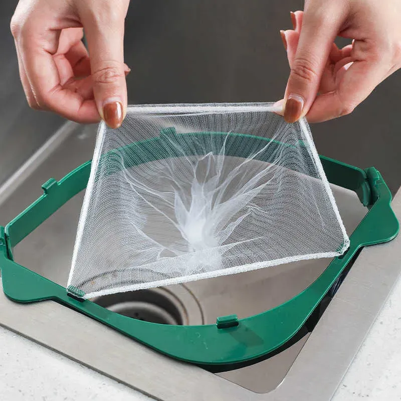 New Foldable Drain Rack Disposable Garbage Bag Anti-clogging Sink Drain Holes Garbage Filter Mesh Garbage Bag for Kitchen Waste wholesale