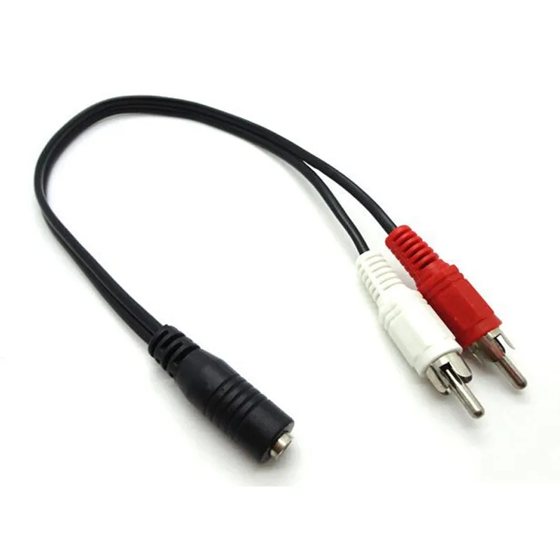 3,5mm AUX hembra a 2 RCA macho Audio estéreo Cable de Cable CORTO para altavoz auriculares reproductor de DVD decodificador de TV, etc. 20cm