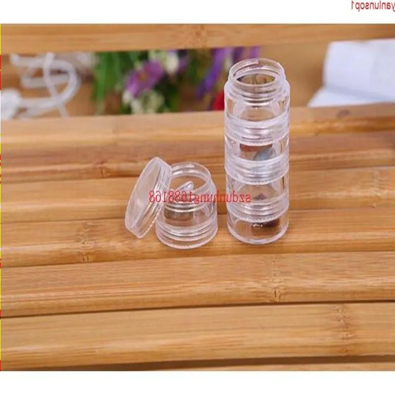 1000pcs -5g petite bouteille ronde transparente avec couvercle contenant des pots de pot, récipient d'échantillon en plastique transparent pour le stockage d'art d'ongle Gkotn