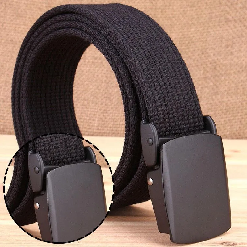 Belts Men's Woven Canvas Belt 115cm Minimalist Solid Color Automatic Buckle For Match-up With Jeans