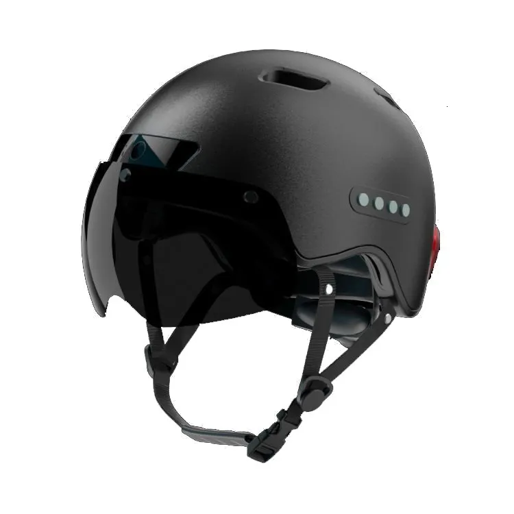 Casques de vélo Casque intelligent d'appel Bluetooth avec enregistreur de conduite intégré Caméra Visière détachable Clignotant Feu arrière pour Urban 230614