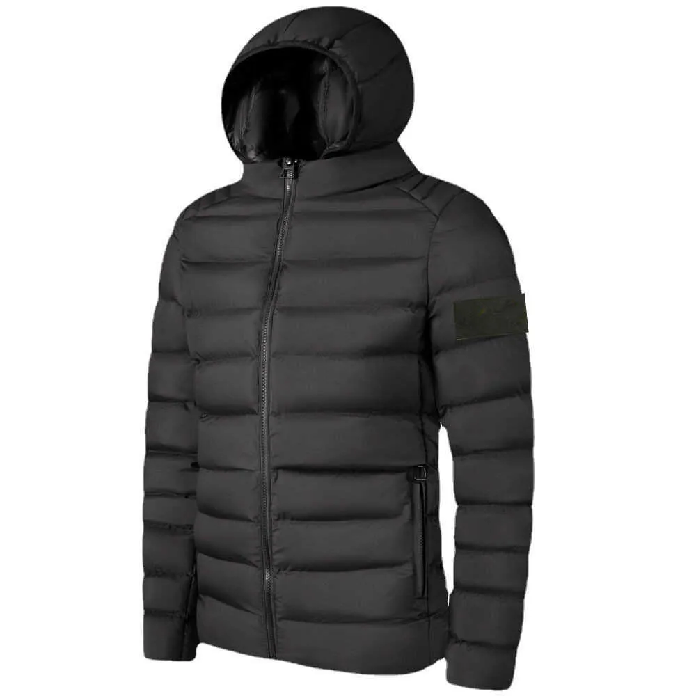 stone jacket island Men s Solid Color Lightweight Down Designer Coat Zipper Black Hooded Women s Letter Embroidery Winter Couple Clothing stone island