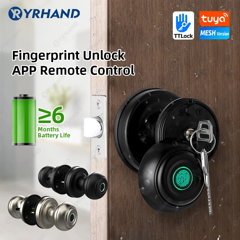 Door Locks YRHAND Fingerprint lock for Tuya Bluetooth waterproof smart lock Keyless entry Biometric Fingerprint Type-C and key unlock 230614