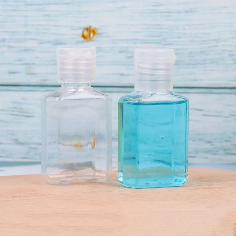 30ml hand sanitizer PET plastic bottle with flip top cap square bottles for cosmetics Essence Ihiot