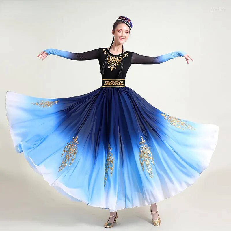 Stage Wear Mongolian Dance Skirt Xinjiang Uygur Tibetan Costume Female Minority Performance Chinese Ethnic Costumes