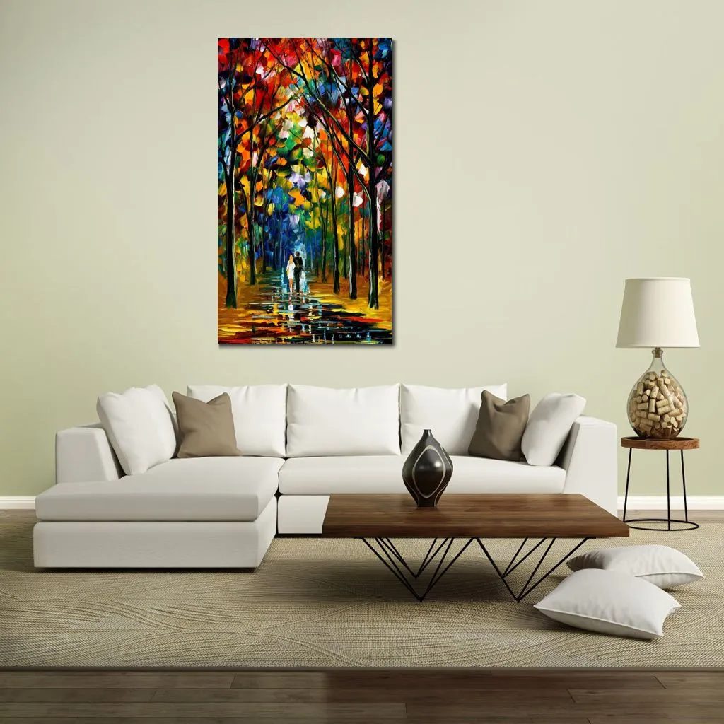 CityScapes Canvas Art Love Vibrations Beautiful Street Landscape Handgjorda målning för modernt hemmakontor